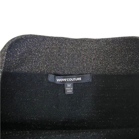 WOW Couture M black mini skirt with silver shimmer stretchy - Picture 4 of 4